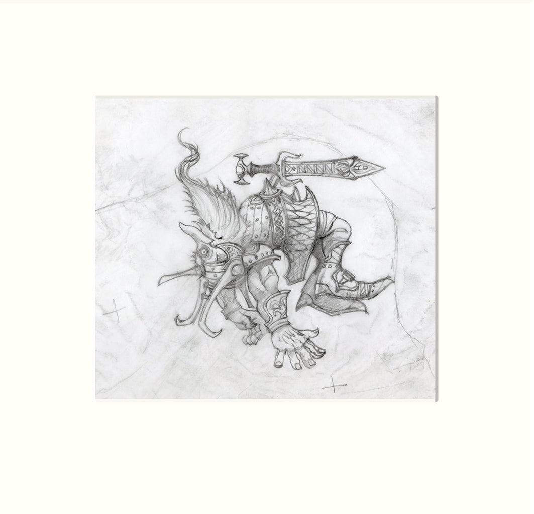The Chronicles of Narnia: Aslan and the Dwarf (Detail from) - Dwarf original pencil drawing