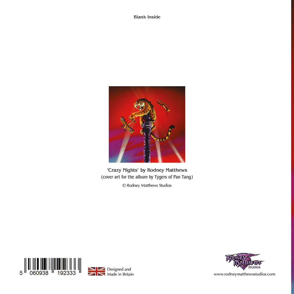 Crazy Nights fine art greetings card - back