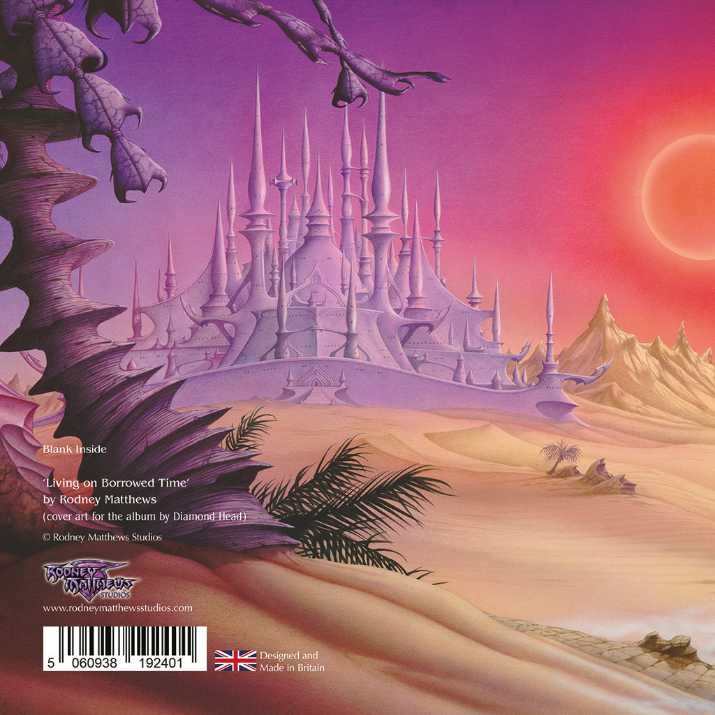 Living on Borrowed Time fine art greetings card - back