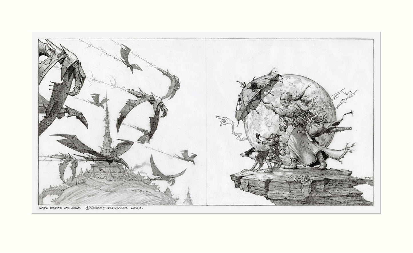 Here Comes the Rain original pencil drawing
