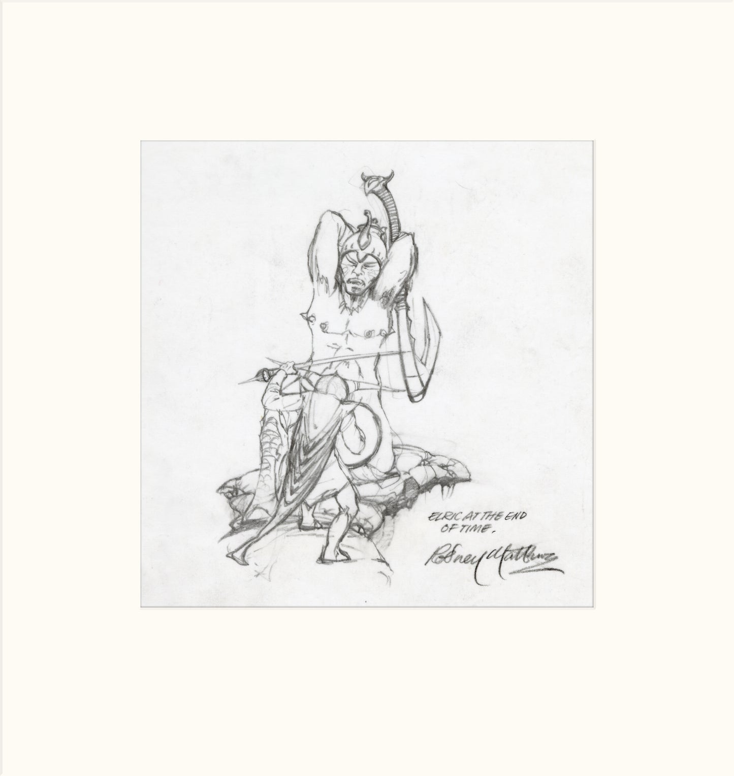 Detail from The Battlefield of Chaos original pencil drawing by Rodney Matthews