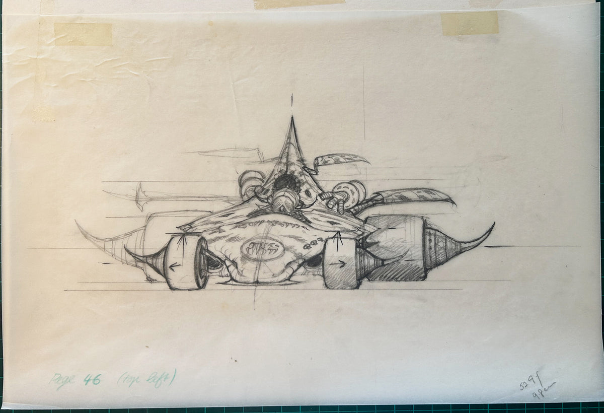 No Second Prize (Detail from) - Racer I original pencil drawing