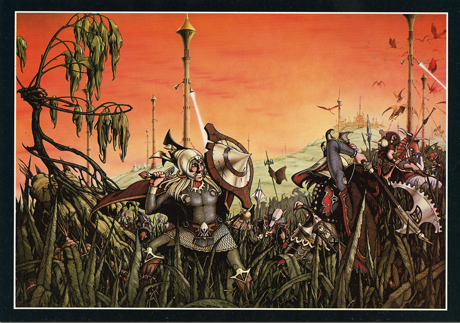 Original 1970s Note Card - Hawkmoon Defends Castle Brass