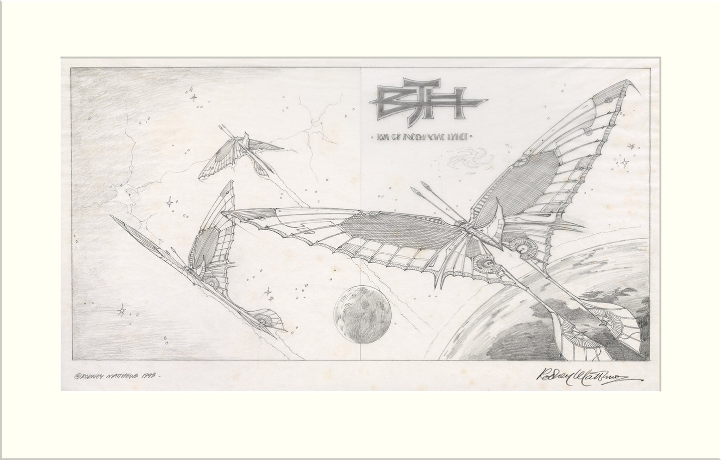 Caught in the Light - Alternative (II) (Barclay James Harvest) original pencil drawing by Rodney Matthews