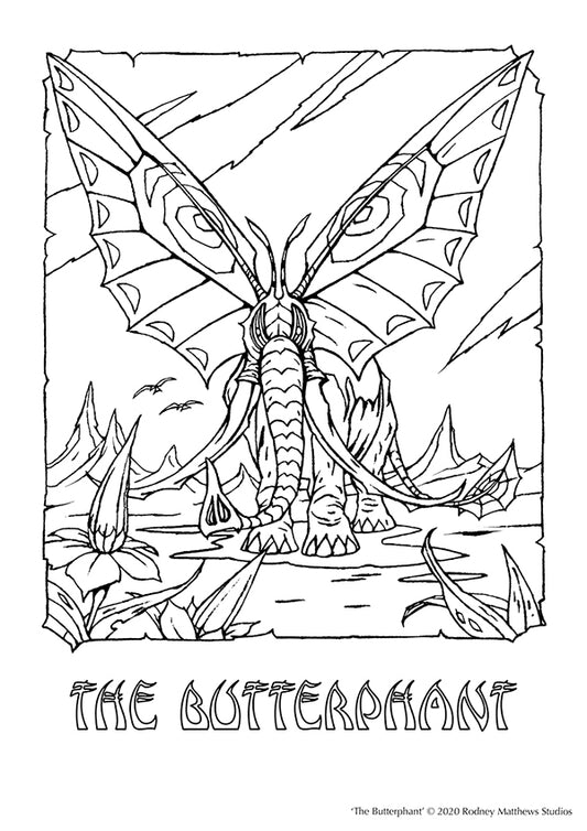 Free 'The Butterphant' Colouring Sheet | © 2020 Rodney Matthews Studios