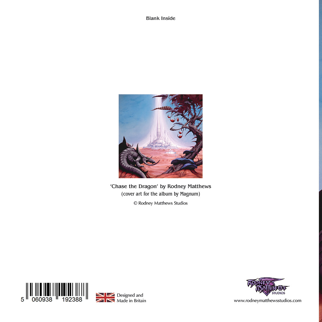 Chase the Dragon fine art greetings card - back