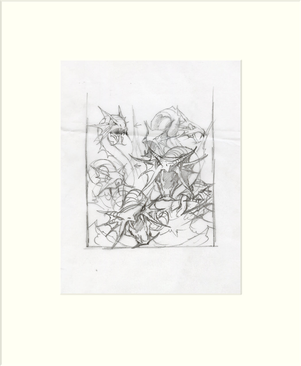 Fighting Fantasy: Seas of Blood -Hydra Sketch (I) original pencil drawing by Rodney Matthews