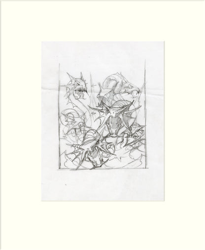 Fighting Fantasy: Seas of Blood -Hydra Sketch (I) original pencil drawing by Rodney Matthews