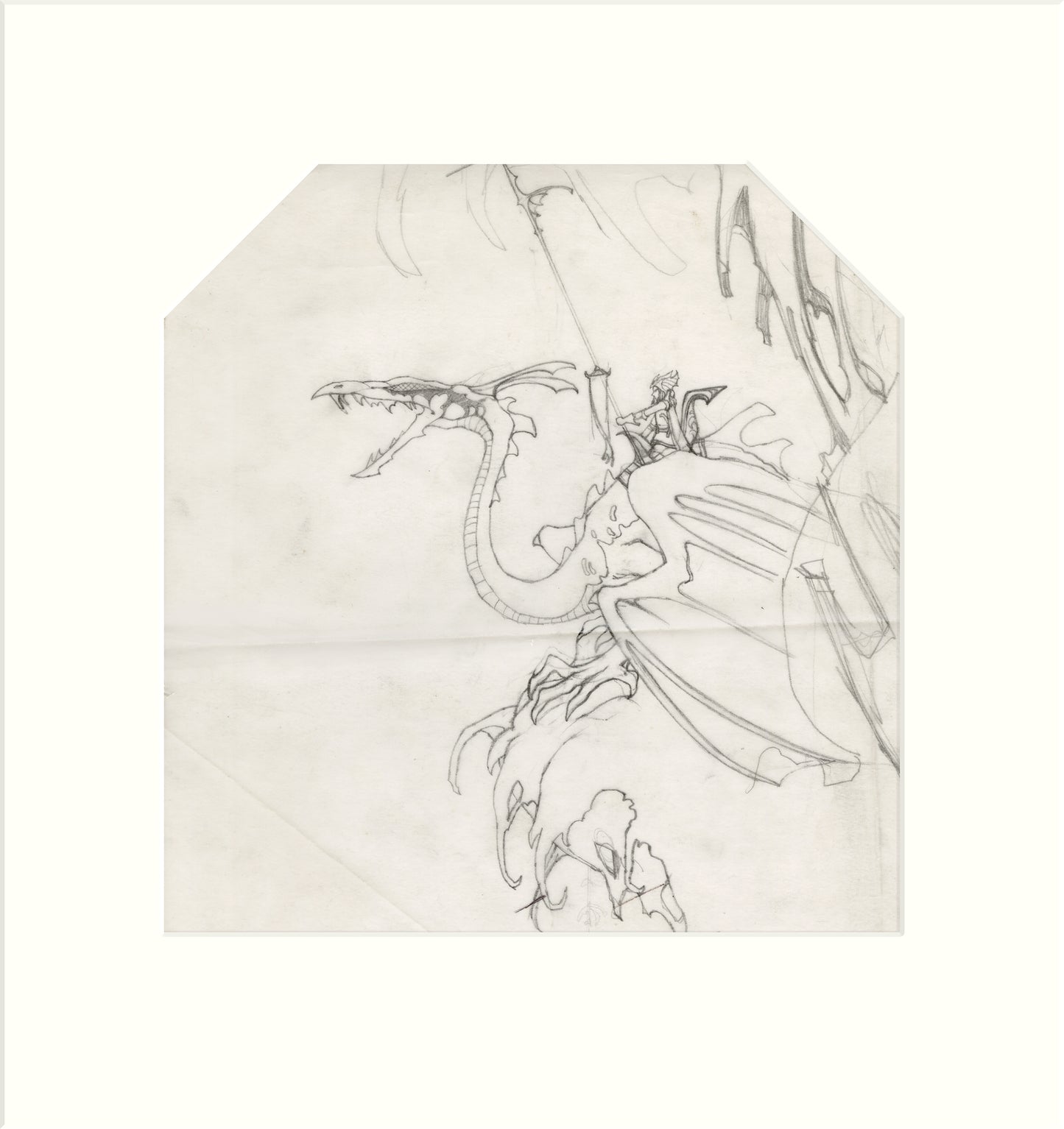 Dyvim Slorm and Dragon original pencil drawing by Rodney Matthews