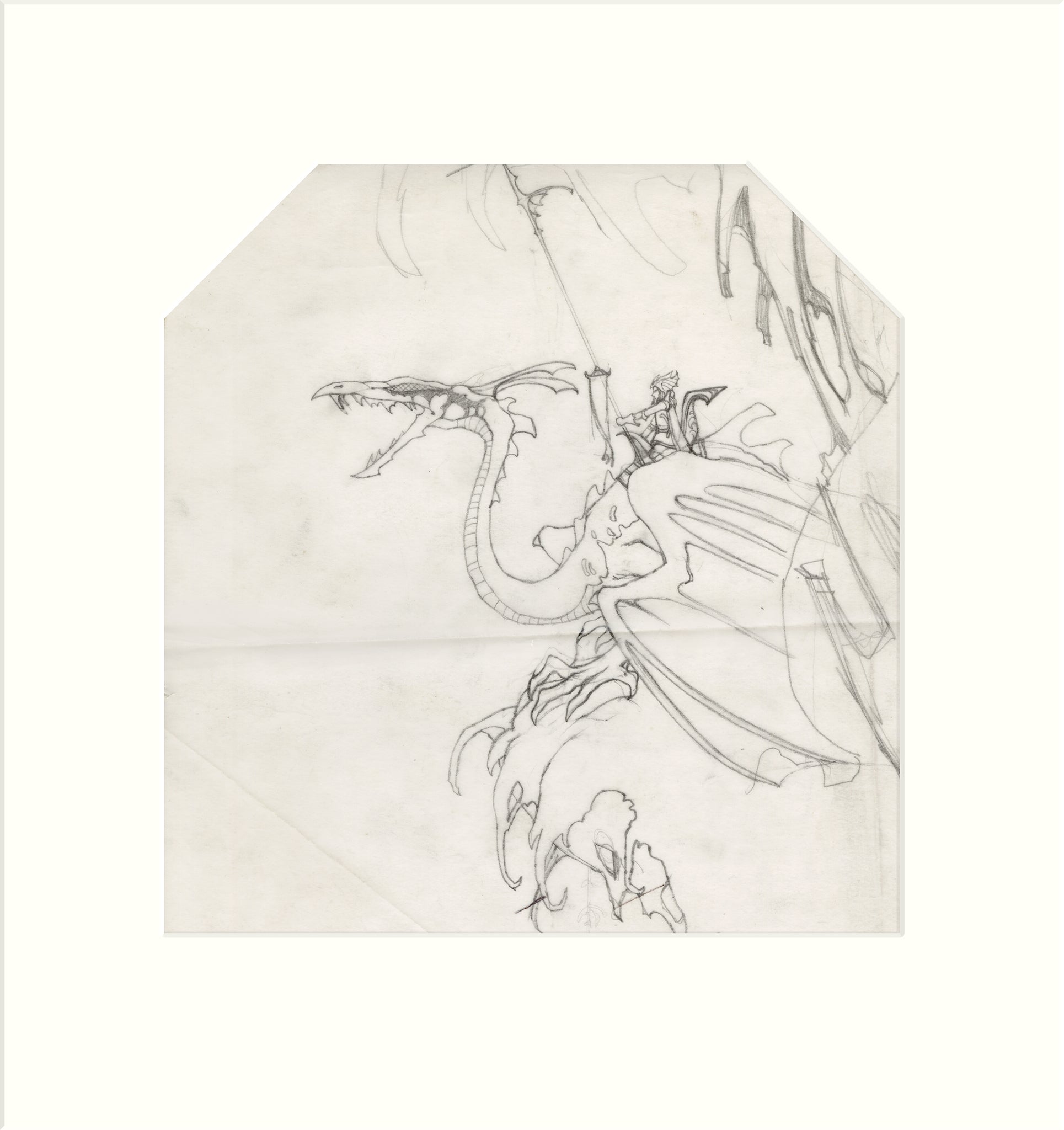 Dyvim Slorm and Dragon original pencil drawing by Rodney Matthews