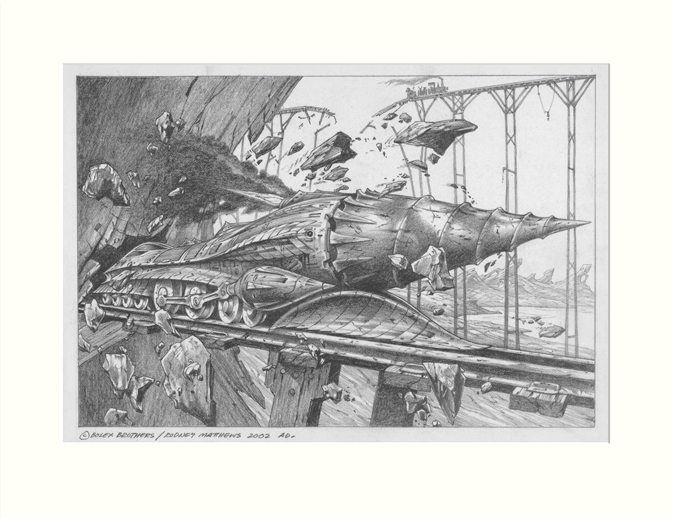 Mole Machine original pencil drawing by Rodney Matthews