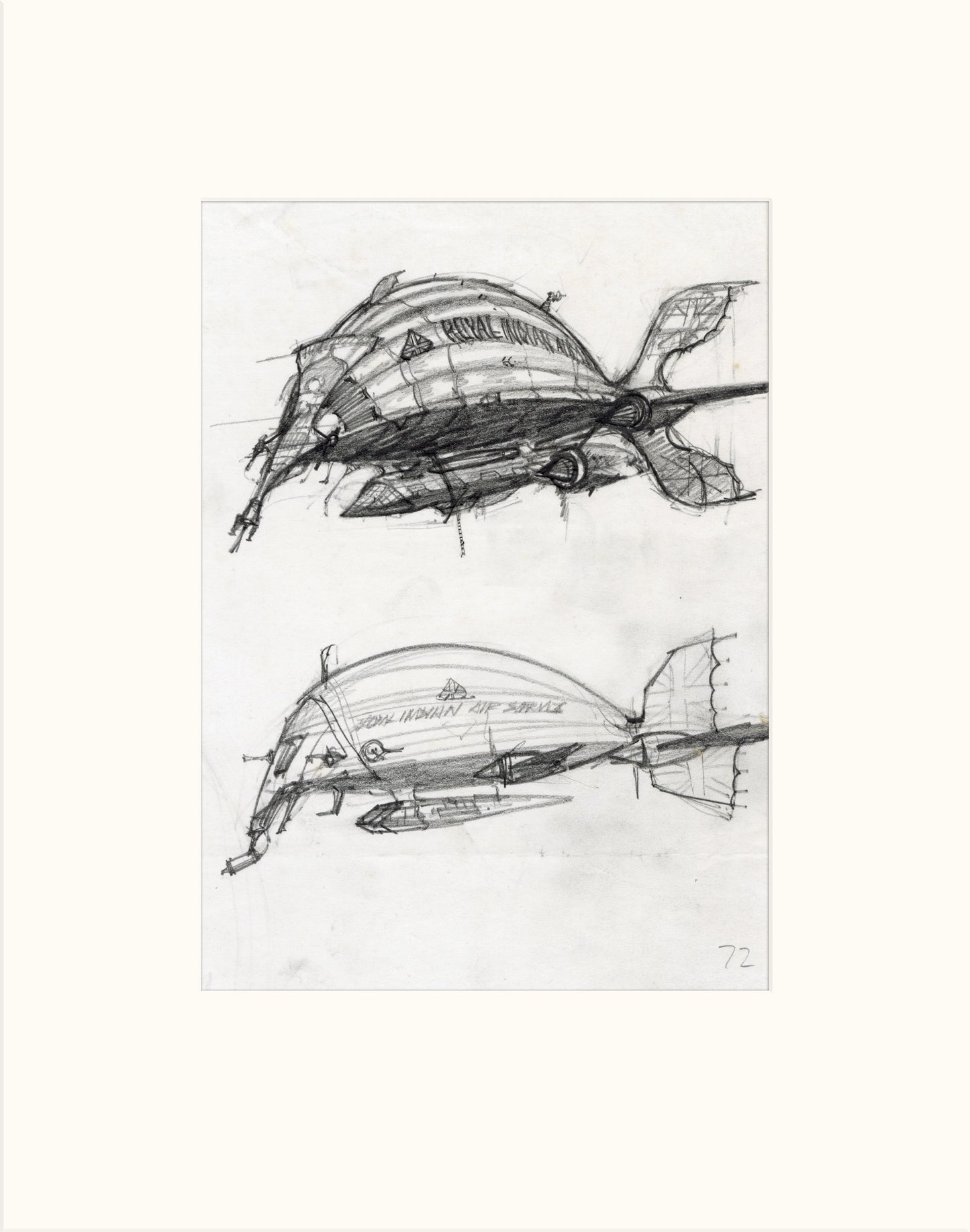 The Pericles: Airship Alternatives original pencil drawing by Rodney Matthews