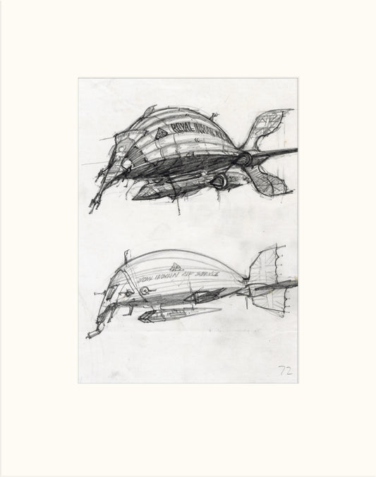 The Pericles: Airship Alternatives original pencil drawing by Rodney Matthews