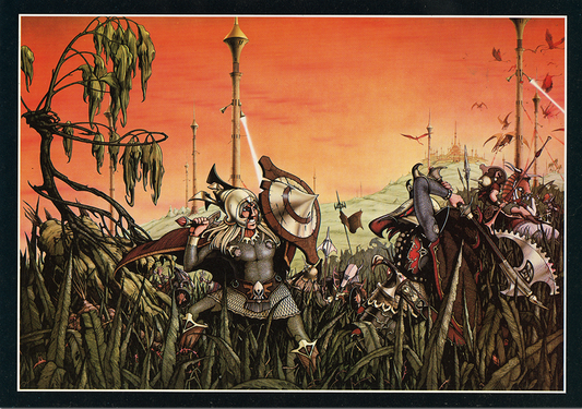 Original 1970s Note Card - Hawkmoon Defends Castle Brass