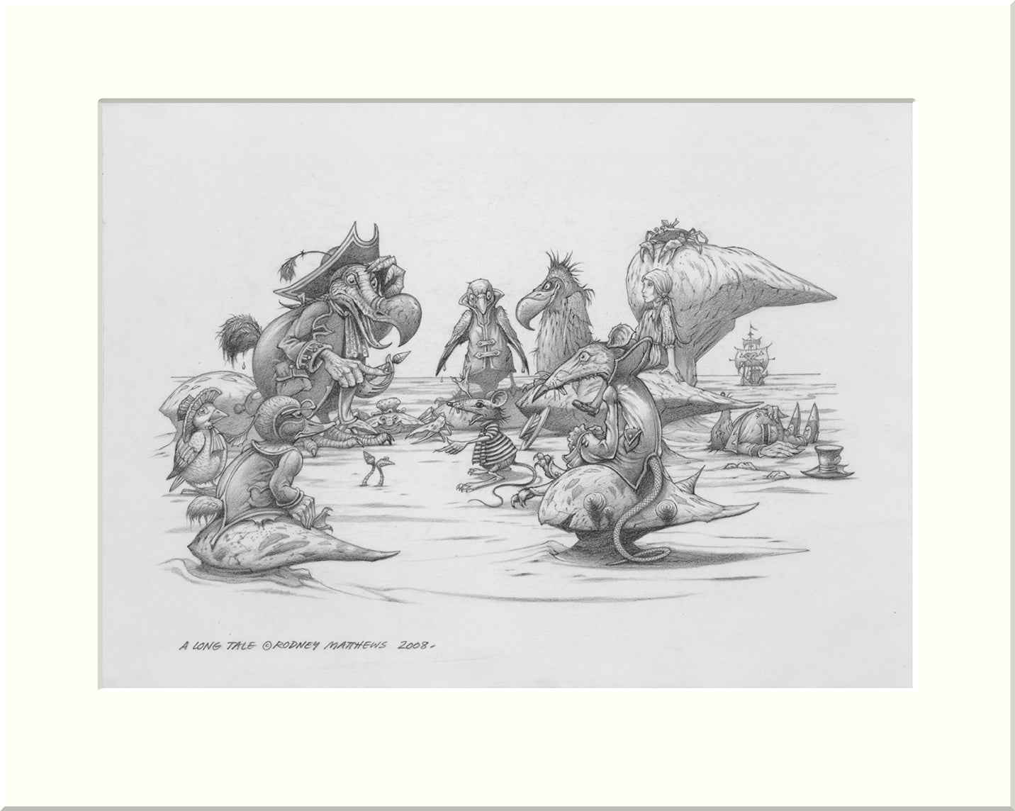 A Long Tale (Alice in Wonderland) original pencil drawing by Rodney Matthews
