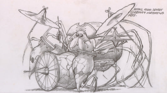 Tiger Moth: Sextet (Detail from)  Spider at the Drums original pencil drawing