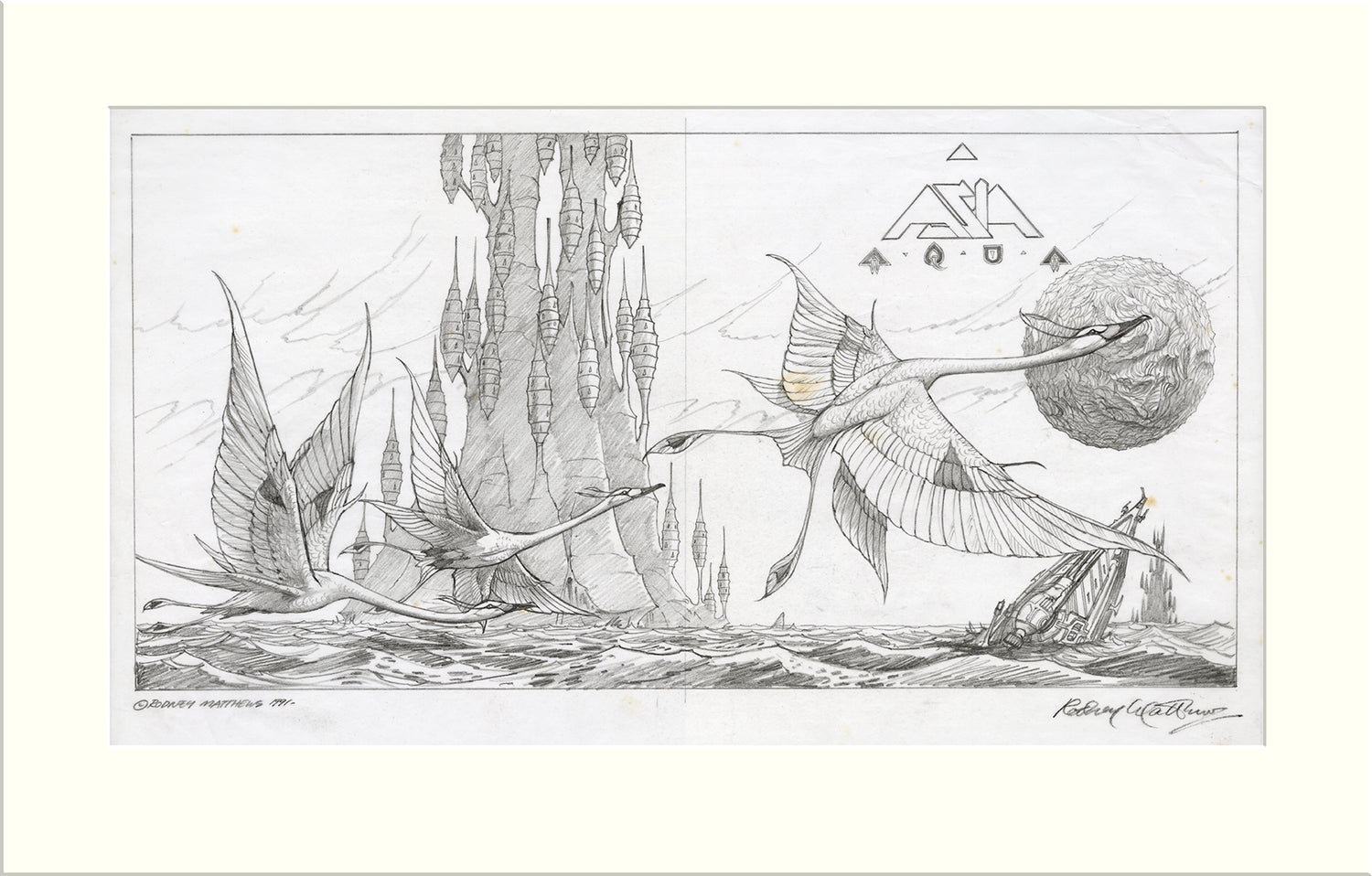Aqua - Proposed (III) (Asia) original pencil drawing by Rodney Matthews