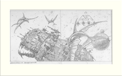 Aqua (Asia) original pencil drawing by Rodney Matthews