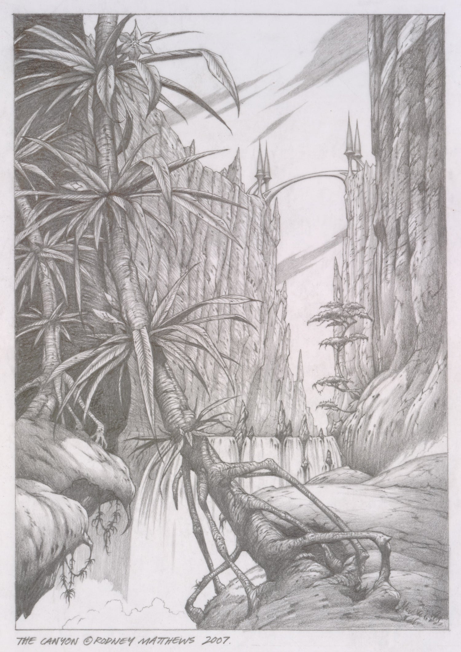 The Canyon (World of Illusions) original pencil sketch by Rodney Matthews