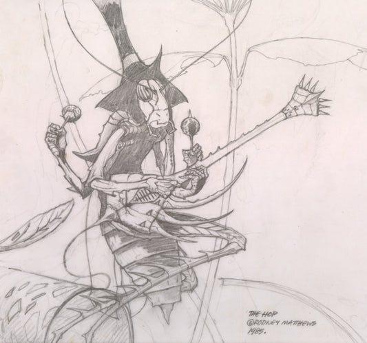 The Hop (Detail from) - Guitarist original pencil drawing
