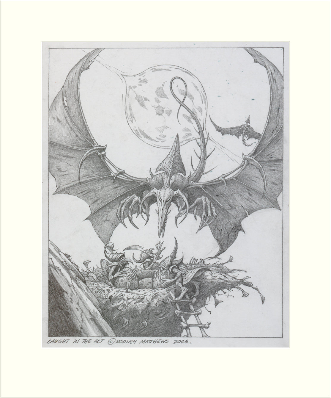 Caught in the Act (Stormzone) original pencil drawing by Rodney Matthews