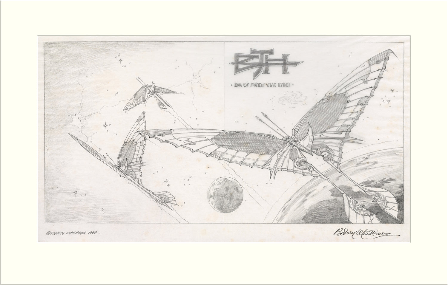 Caught in the Light - Alternative (II) (Barclay James Harvest) original pencil drawing by Rodney Matthews
