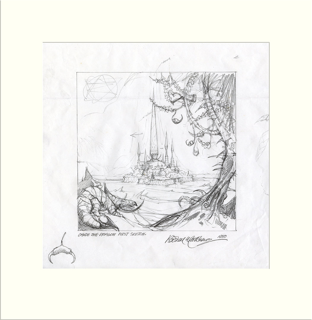 Chase the Dragon: Preliminary Sketch (Magnum) by Rodney Matthews
