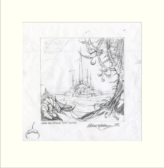 Chase the Dragon: Preliminary Sketch (Magnum) by Rodney Matthews