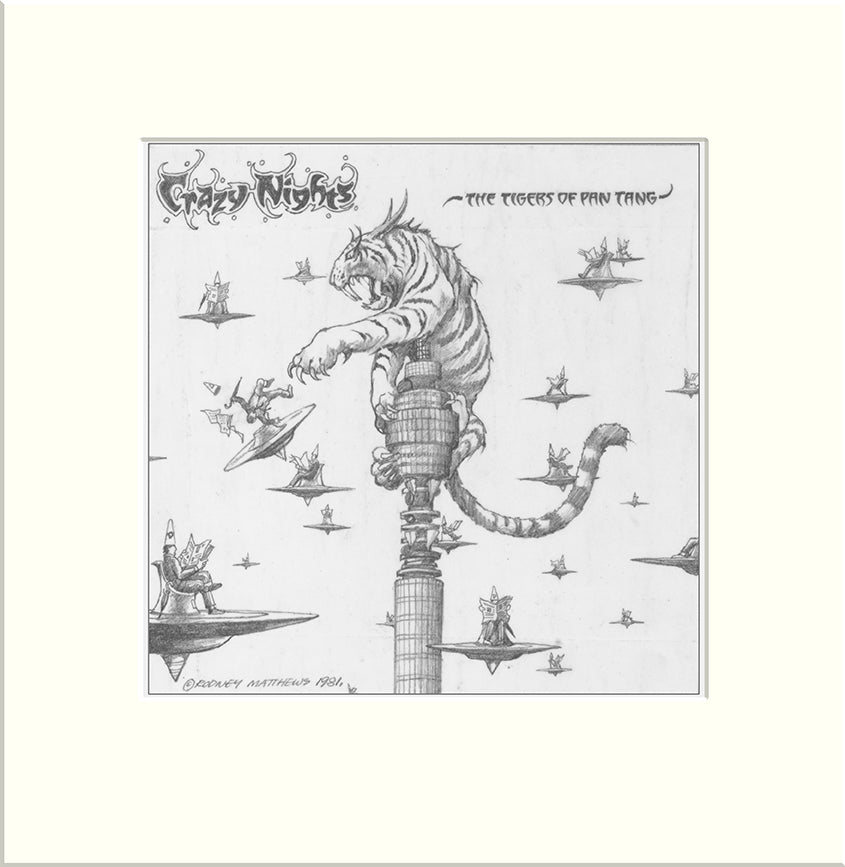 Crazy Nights (Proposed) (Tygers of Pan Tang) original pencil drawing by Rodney Matthews