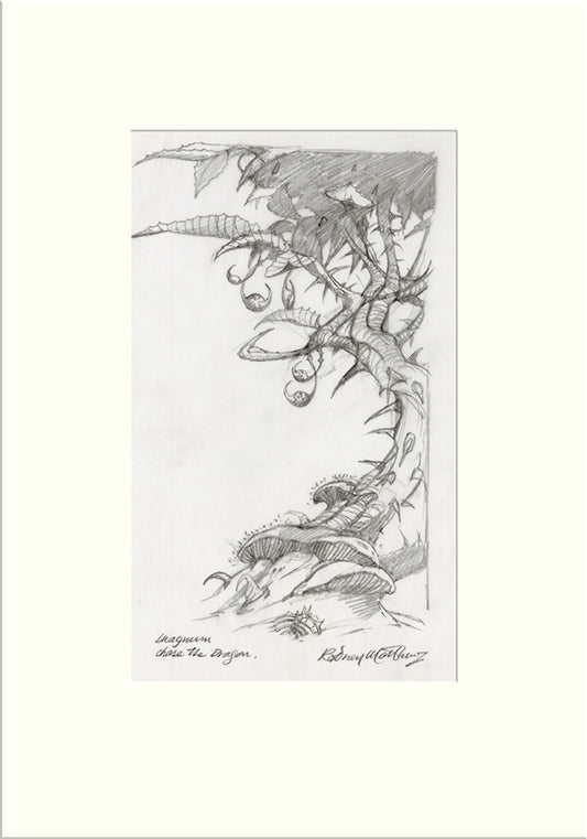 Detail from Chase the Dragon: Tree (Magnum) by Rodney Matthews