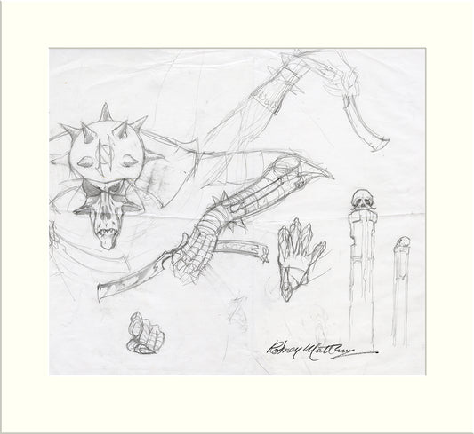 Detail from No Mean City: Character Study (Nazareth) original pencil drawing by Rodney Matthews