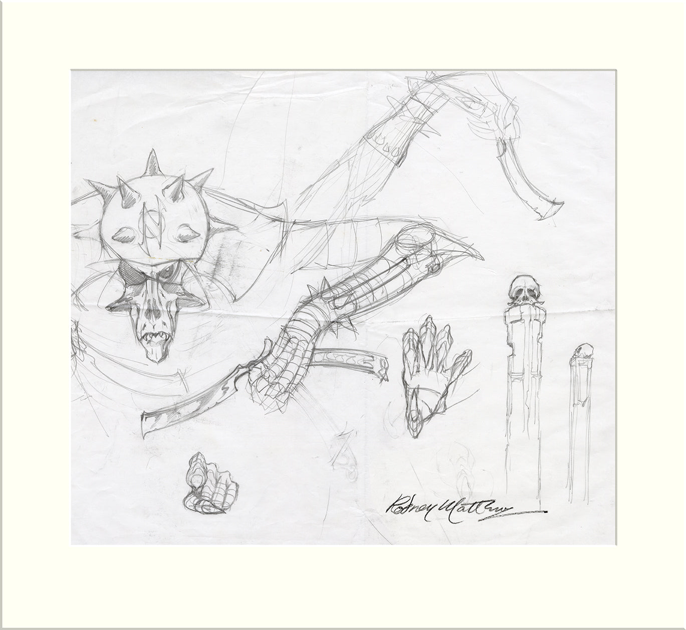 Detail from No Mean City: Character Study (Nazareth) original pencil drawing by Rodney Matthews