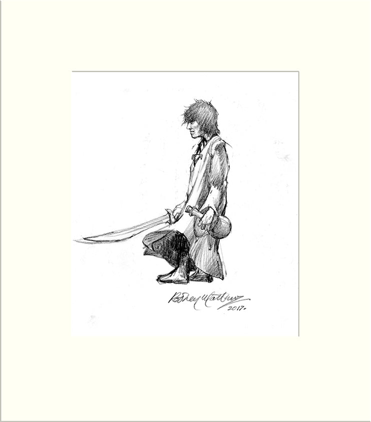 Detail from Painted Black: Keith Richards and Sword (The Rolling Stones) by Rodney Matthews