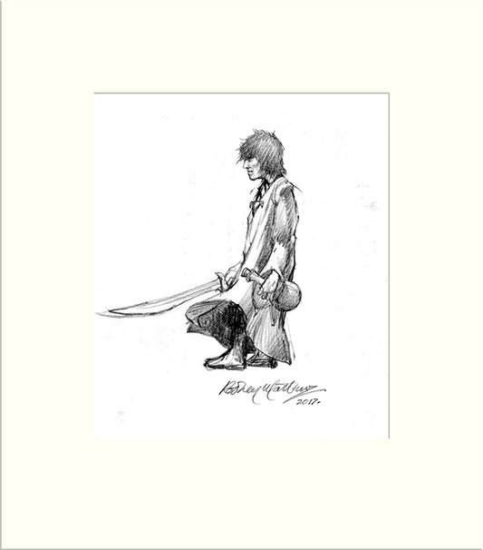 Detail from Painted Black: Keith Richards and Sword (The Rolling Stones) by Rodney Matthews