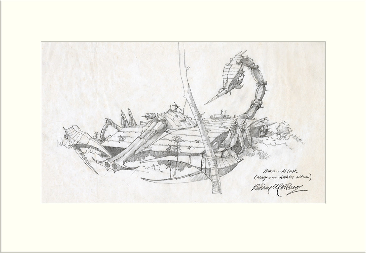 Detail from Peace ... at Last: Scorpion Tank (Magnum) original preliminary sketch by Rodney Matthews