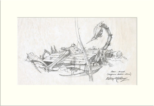 Detail from Peace ... at Last: Scorpion Tank (Magnum) original preliminary sketch by Rodney Matthews