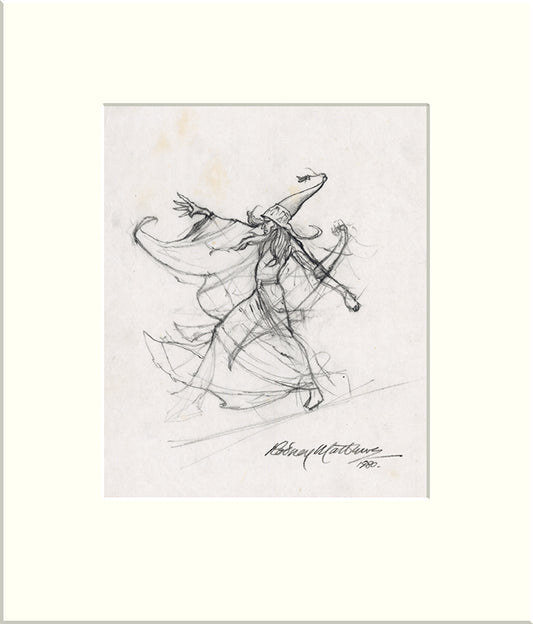 Detail from Time Tells No Lies: Wizard (Praying Mantis) original pencil sketch by Rodney Matthews