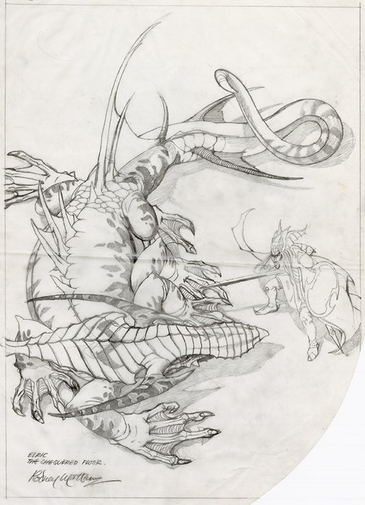 The Chequered Floor original pencil drawing by Rodney Matthews