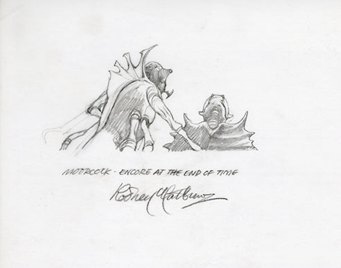 Detail from Encore at the End of Time - Audience original pencil drawing by Rodney Matthews