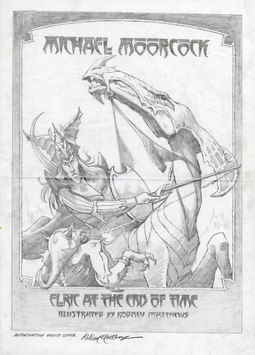 Elric at the End of Time Front Cover - Alternative II original pencil drawing by Rodney Matthews