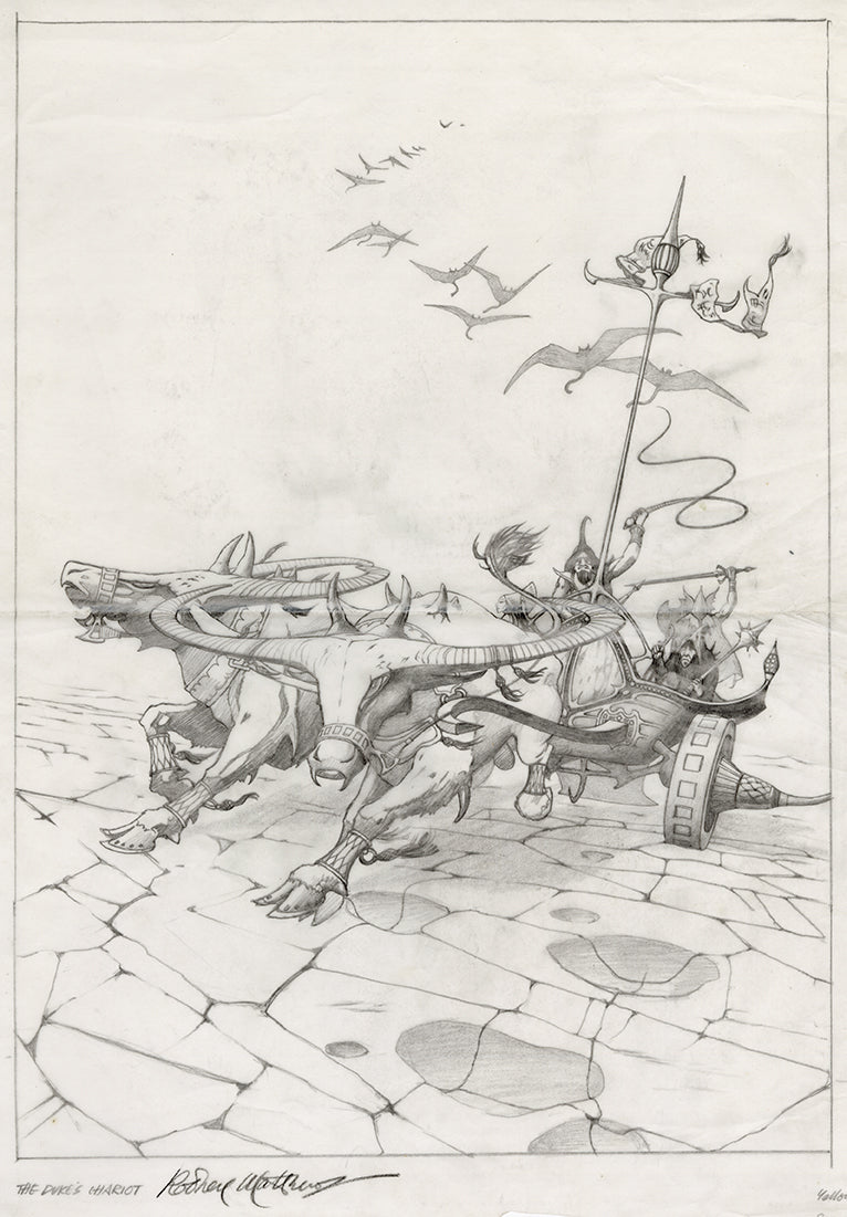 The Duke's Chariot original pencil drawing by Rodney Matthews