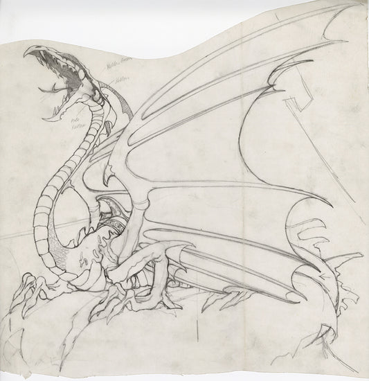 Dragon original pencil drawing by Rodney Matthews