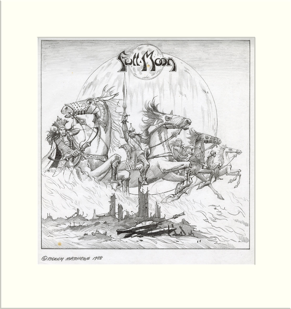 Full Moon (Full Moon) original pencil drawing by Rodney Matthews