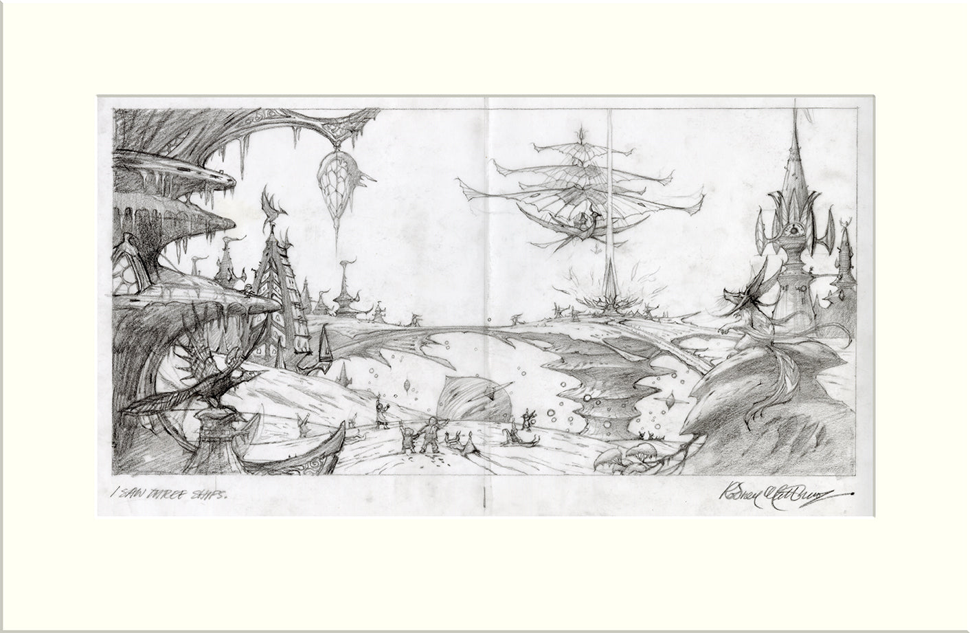 I Saw Three Ships - Preliminary (Rodney Matthews, Jeff Scheetz and Friends) original pencil sketch by Rodney Matthews