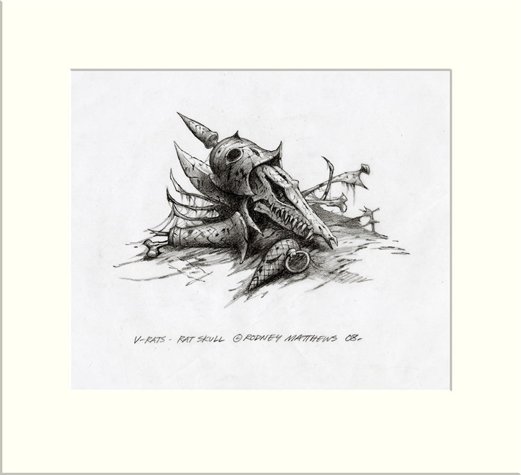 Intelligent Design - Rat Skull Embellishment (V-Rats) original pencil drawing by Rodney Matthews