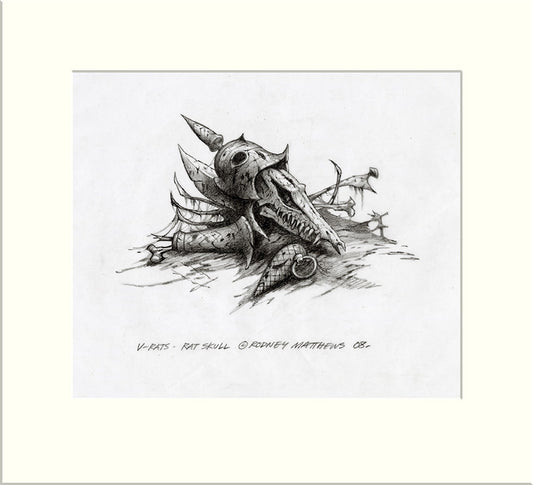 Intelligent Design - Rat Skull Embellishment (V-Rats) original pencil drawing by Rodney Matthews
