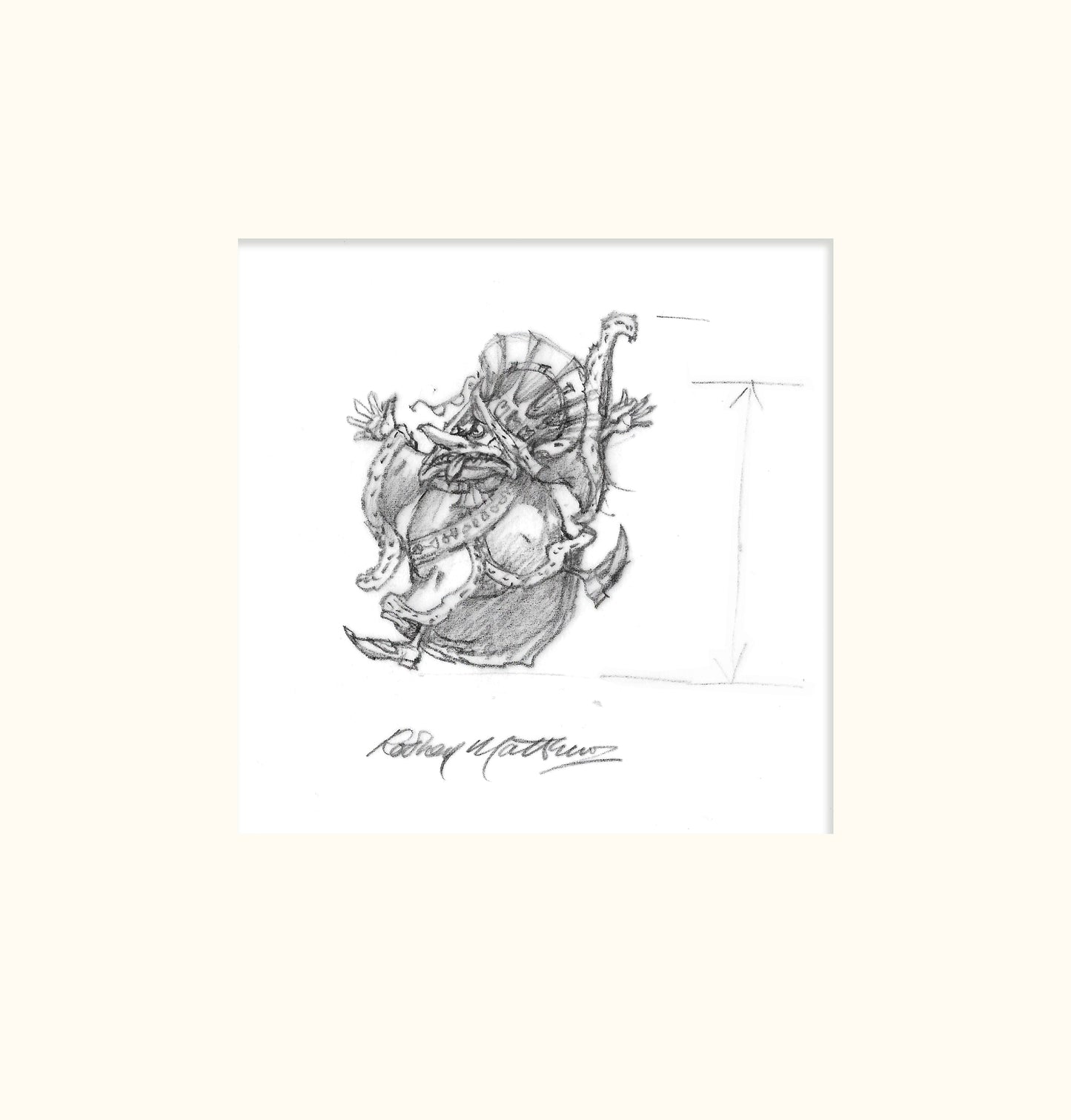 Detail from LOTRTE (Magnum) - Queen of Hearts original pencil sketch by Rodney Matthews