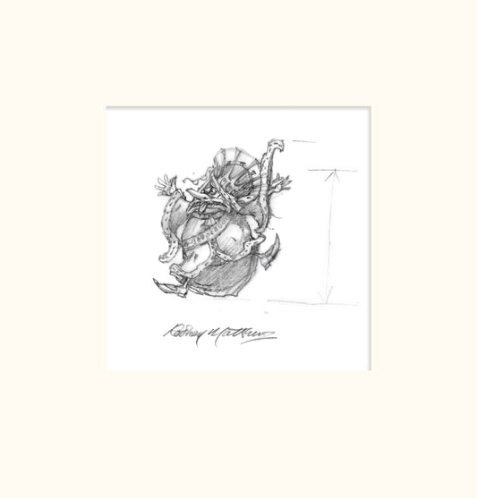 Detail from LOTRTE (Magnum) - Queen of Hearts original pencil sketch by Rodney Matthews