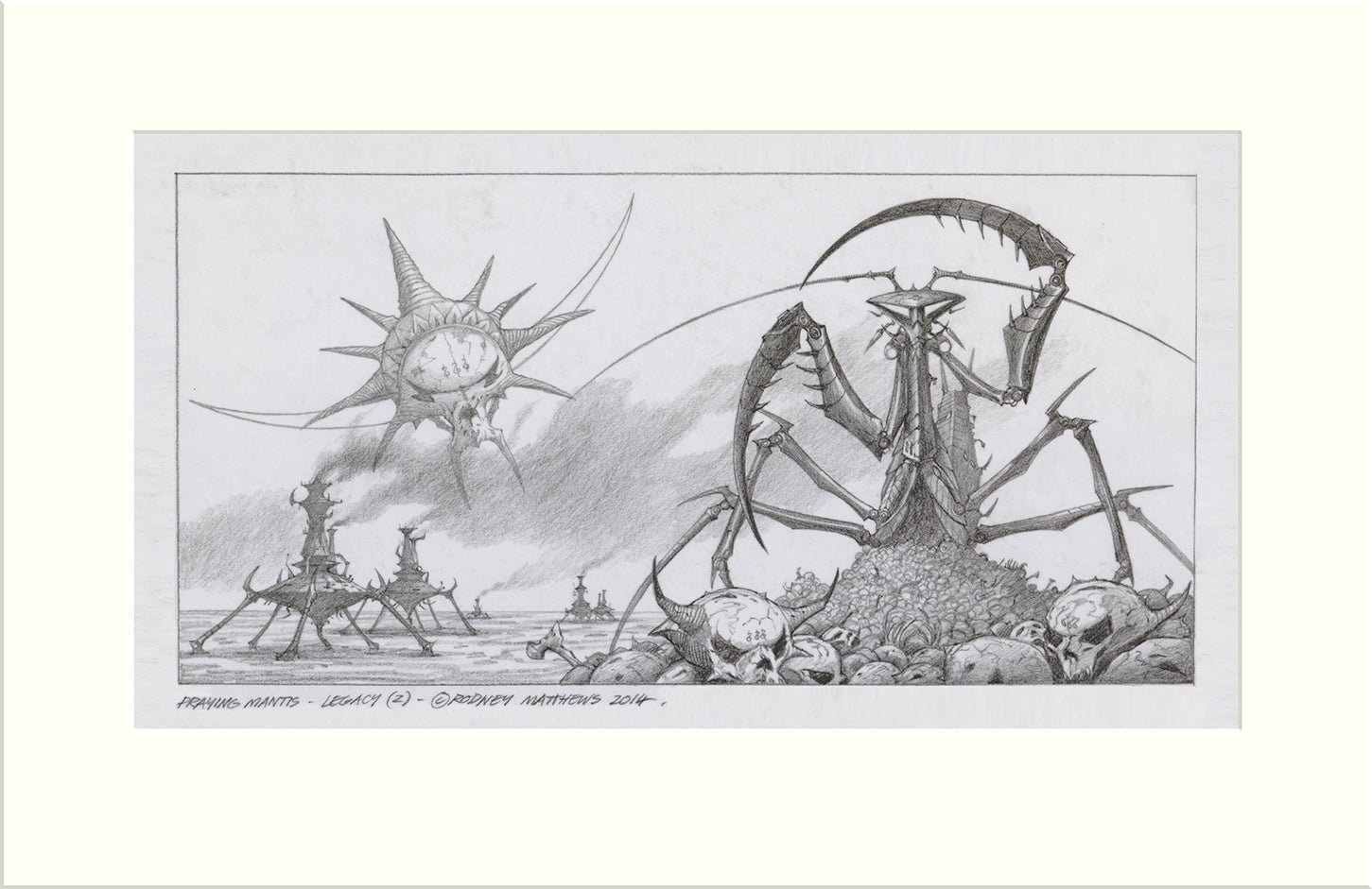 Legacy (2) Alternative (Praying Mantis) original pencil drawing by Rodney Matthews