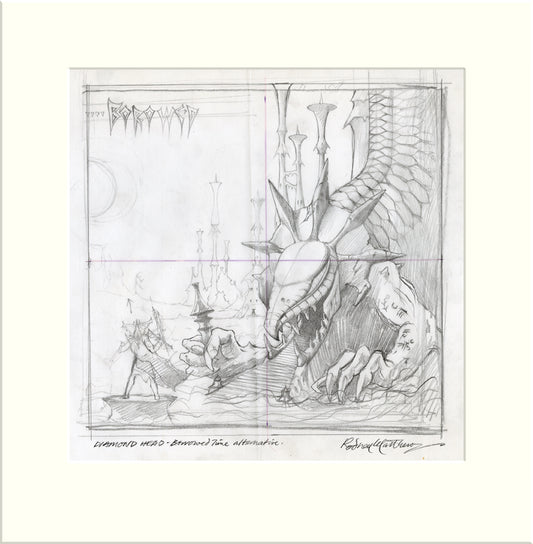 Living on Borrowed Time - Preliminary (Diamond Head) original pencil sketch by Rodney Matthews